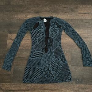 With Jean blue crocheted dress